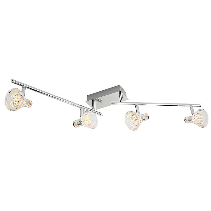 Searchlight Flute Dimmable 4 Light LED Split-Bar Spotlights with Clear Acrylic Shades - 6364CC Large