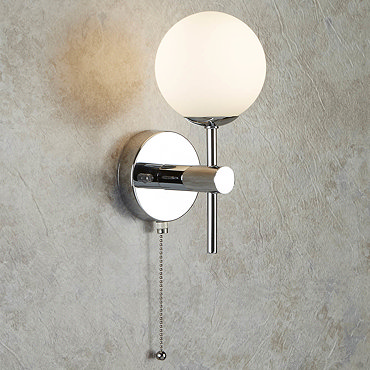 Searchlight Global Chrome Wall Light with Opal Glass Shade - 4337-1-LED  Profile Large Image