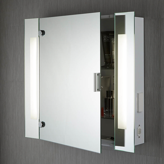 Searchlight Illuminated Bathroom Mirror Cabinet with Shaver Socket - 6560  Profile Large Image