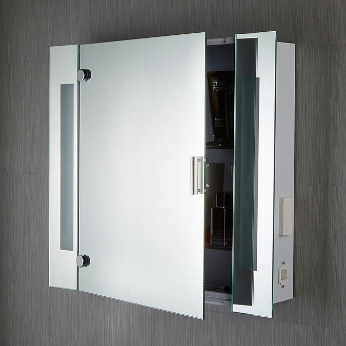 Searchlight Illuminated Bathroom Mirror Cabinet with Shaver Socket - 6560  Feature Large Image