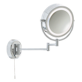 Searchlight IP44 Illuminated Chrome Bathroom Mirror with Adjustable Arm - 11824 Large Image