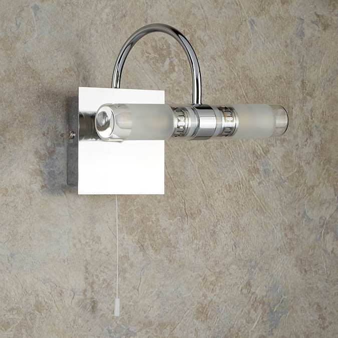 Searchlight IP44 Lima Chrome 2 Light Wall Bracket with Clear & Frosted Glass - 2555CC-LED Profile L