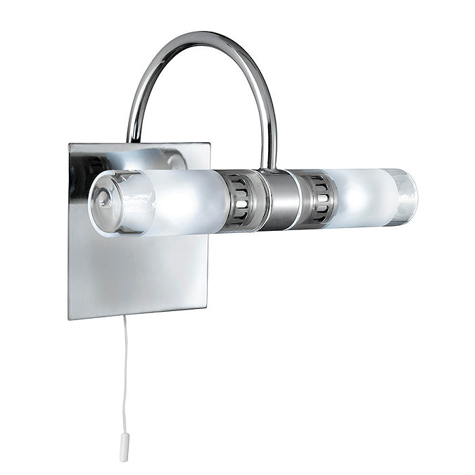 Searchlight IP44 Lima Chrome 2 Light Wall Bracket with Clear & Frosted Glass - 2555CC-LED Feature L