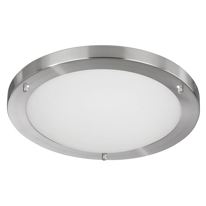 Searchlight IP44 Satin Silver Flush Fitting with Opal Glass Diffuser - 10633SS Large Image