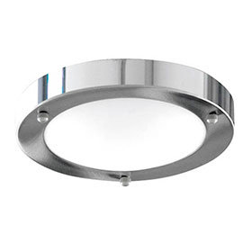 Searchlight IP44 Satin Silver Flush Fitting with Opal Glass Diffuser - 1131-31CC Medium Image