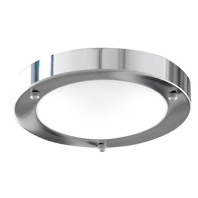 Searchlight IP44 Satin Silver Flush Fitting with Opal Glass Diffuser - 1131-31CC Large Image