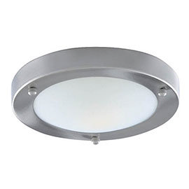 Searchlight IP44 Satin Silver Flush Fitting with Opal Glass Diffuser - 1131-31SS Medium Image