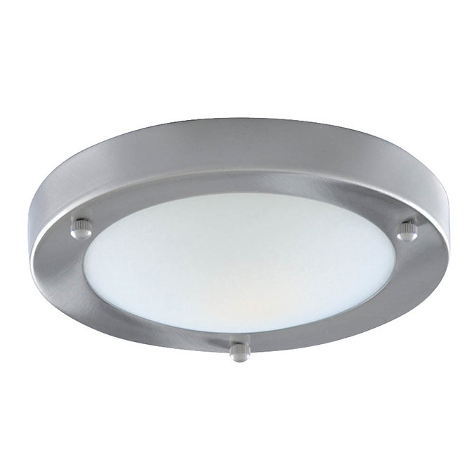 Searchlight IP44 Satin Silver Flush Fitting with Opal Glass Diffuser - 1131-31SS Large Image