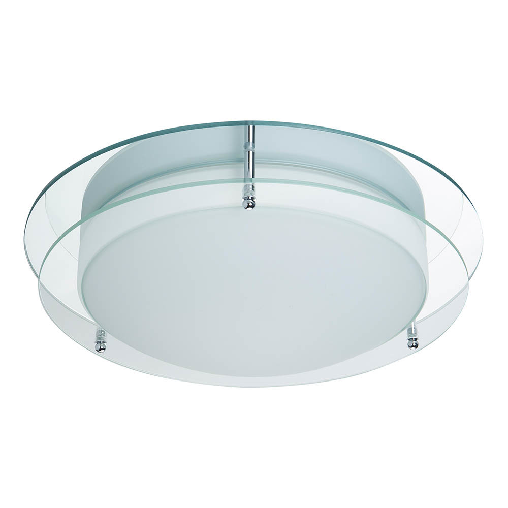 Searchlight LED Chrome Flush Fitting with Mirror Backplate & Opal Glass - 8803-36CC  Profile Large I