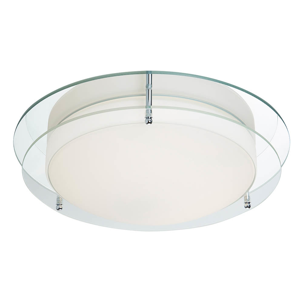Searchlight LED Chrome Flush Fitting with Mirror Backplate & Opal Glass - 8803-36CC Large Image