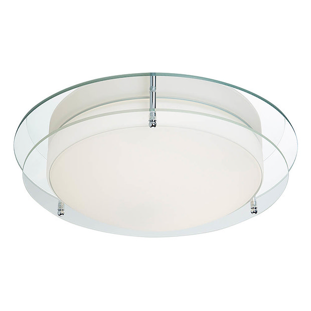 Searchlight LED Chrome Flush Fitting with Mirror Backplate & Opal Glass - 8803-36CC Large Image