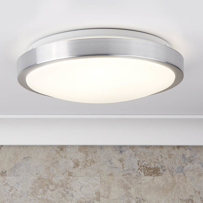 Searchlight LED Flush Fitting with Aluminium Trim & White Acrylic Shade - 6245-33-LED  Profile Large