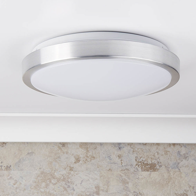 Searchlight LED Flush Fitting with Aluminium Trim & White Acrylic Shade - 6245-33-LED  Feature Large