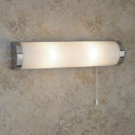Searchlight Poplar Chrome 2 Light Wall Light with White Glass Tube - 8293CC Medium Image