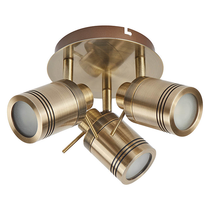 Searchlight Samson Antique Brass 3 Light Ceiling Mounted Spotlight - 6603AB  Profile Large Image