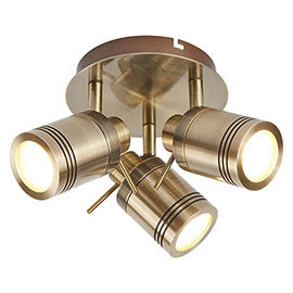Searchlight Samson Antique Brass 3 Light Ceiling Mounted Spotlight - 6603AB Medium Image