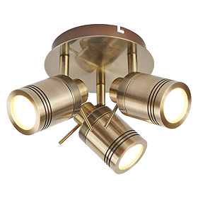 Searchlight Samson Antique Brass 3 Light Ceiling Mounted Spotlight - 6603AB Large Image