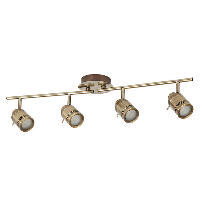 Searchlight Samson Antique Brass 4 Light LED Split-Bar Spotlights - 6604AB  Profile Large Image