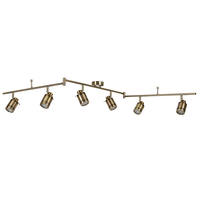 Searchlight Samson Antique Brass 6 Light LED Split-Bar Spotlights - 6606AB  Profile Large Image