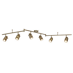 Searchlight Samson Antique Brass 6 Light LED Split-Bar Spotlights - 6606AB Large Image