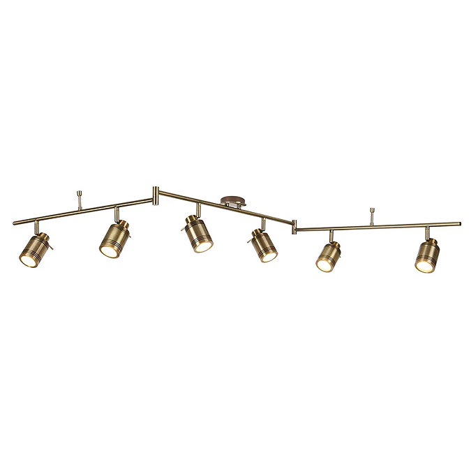 Searchlight Samson Antique Brass 6 Light LED Split-Bar Spotlights