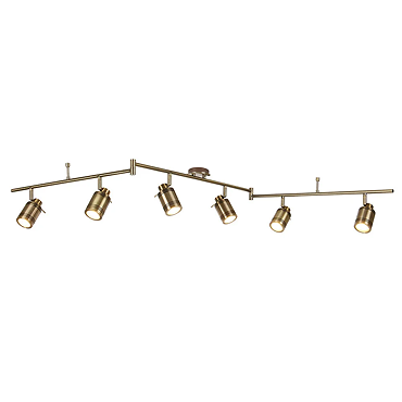 Searchlight Samson Antique Brass 6 Light LED Split-Bar Spotlights - 6606AB  Feature Large Image