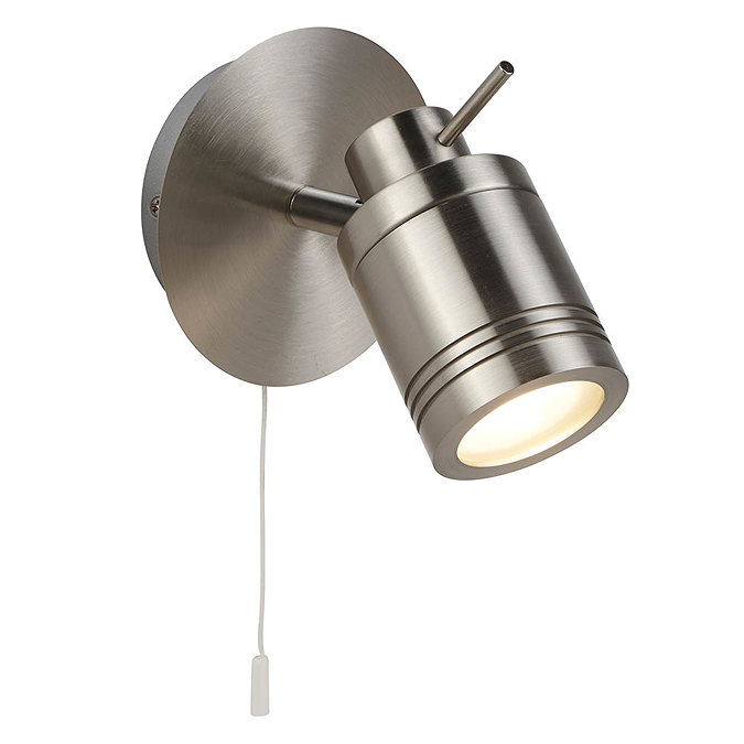 Searchlight Samson Satin Silver 1 Light Wall Mounted Spotlight - 6601SS Large Image