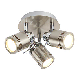 Searchlight Samson Satin Silver 3 Light Ceiling Mounted Spotlights - 6603SS Large Image