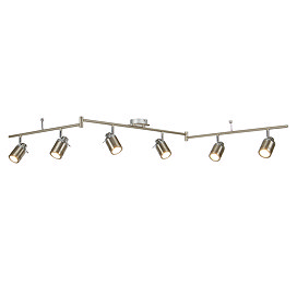 Searchlight Samson Satin Silver 6 Light LED Split-Bar Spotlights - 6606SS Large Image