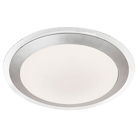 Searchlight Silver LED Flush Light with White Acrylic Shade - 7684-33SI Large Image