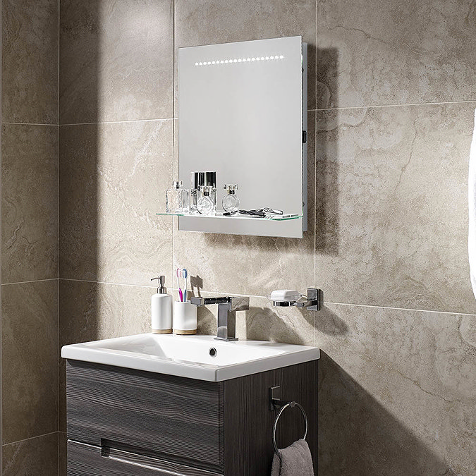 Sensio Nyla LED Mirror with Integrated Glass Shelf, Demister Pad & Shaving Socket - SE30566C0.1  add