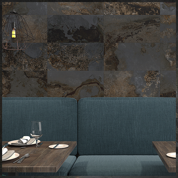 Serrania Black Stone Effect Wall and Floor Tiles