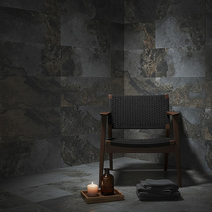 Serrania Black Stone Effect Wall and Floor Tiles - 303 x 613mm