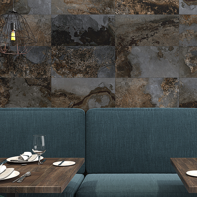 Serrania Black Stone Effect Wall and Floor Tiles - 303 x 613mm