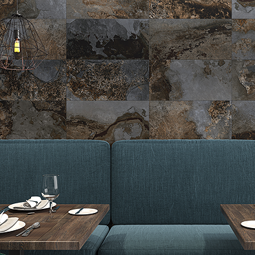 Serrania Black Stone Effect Wall and Floor Tiles - 303 x 613mm