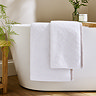 Set of 2 White & Mocha Cotton Bath Sheets (70 x 130cm)