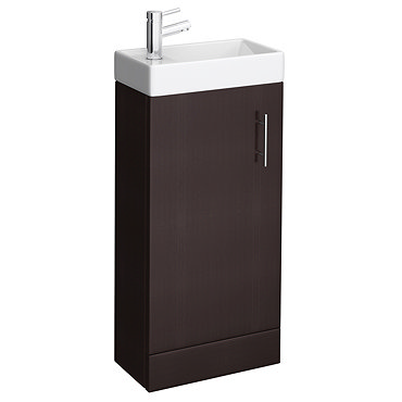 Milan Compact Floor Standing Basin Vanity Unit - Ebony (W400 x D222mm)  Profile Large Image