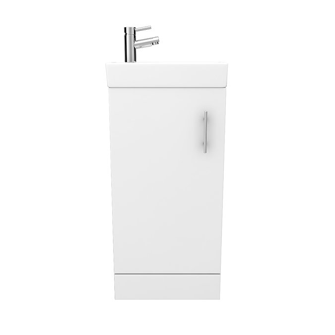 Milan Small Floor Standing Vanity Basin Unit - Gloss White (W400 x D222mm)  In Bathroom Large Image
