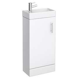 Milan Small Floor Standing Vanity Basin Unit - Gloss White (W400 x D222mm) Large Image