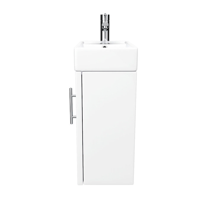 Milan Modern Wall Hung Basin Vanity Unit - Gloss White (W400 x D222mm)  additional Large Image