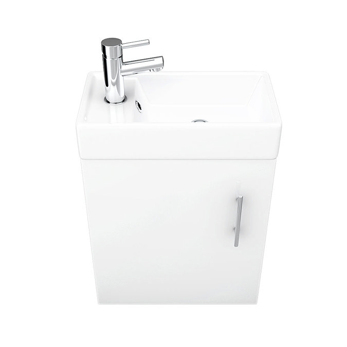 Milan Modern Wall Hung Basin Vanity Unit - Gloss White (W400 x D222mm)  Standard Large Image