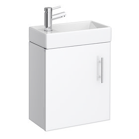 Milan Modern Wall Hung Basin Vanity Unit - Gloss White (W400 x D222mm) Large Image