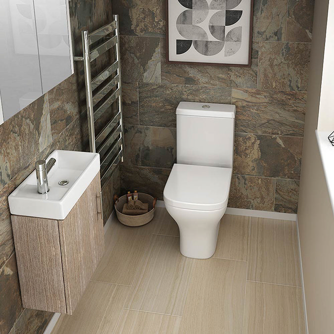 Milan Compact Wall Hung Basin Vanity Unit - Light Oak (W400 x D222mm) Profile Large Image