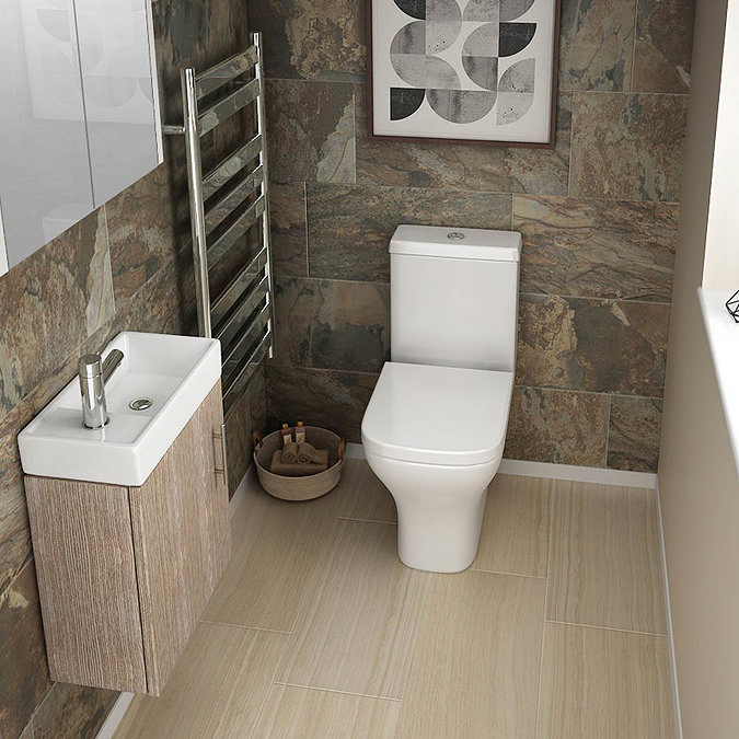 Milan Compact Wall Hung Basin Vanity Unit - Light Oak (W400 x D222mm)  Profile Large Image