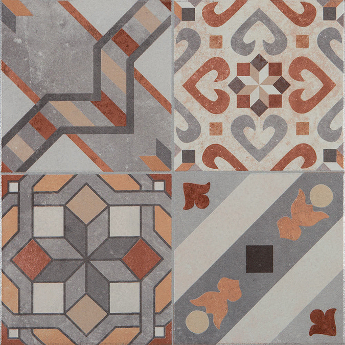 Seville Patterned Floor Tiles - 333 x 333mm  Feature Large Image