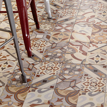 Seville Patterned Floor Tiles - 333 x 333mm  Profile Large Image