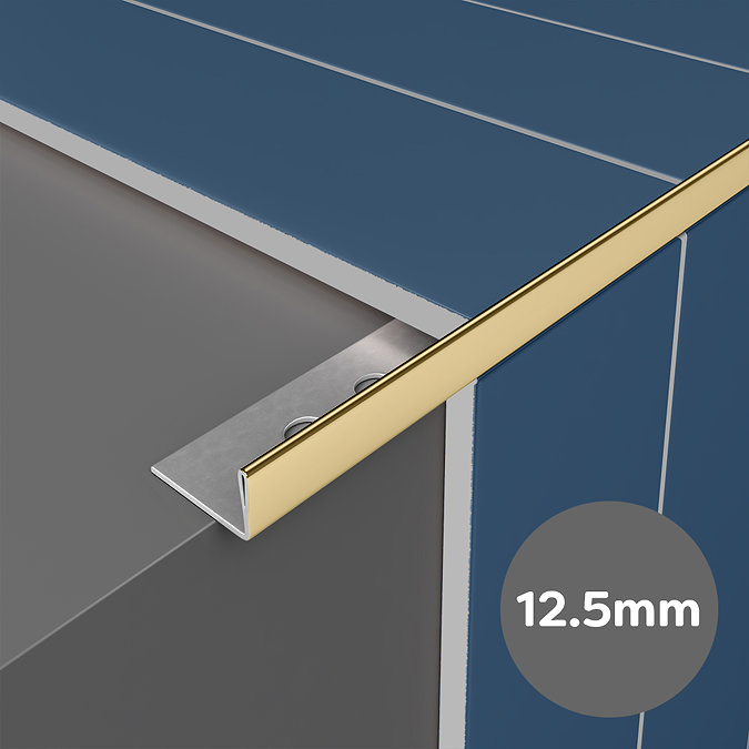 Shiny Gold 12.5mm L-Shape Metal Tile Trim