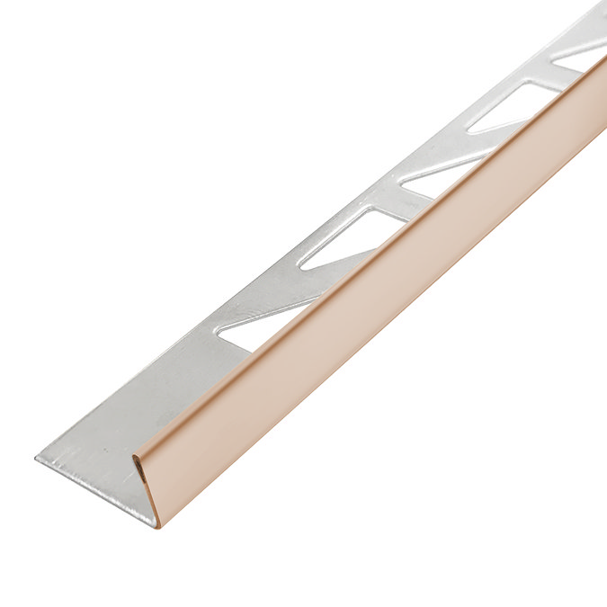 Shiny Rose Gold 10mm L-Shape Metal Tile Trim