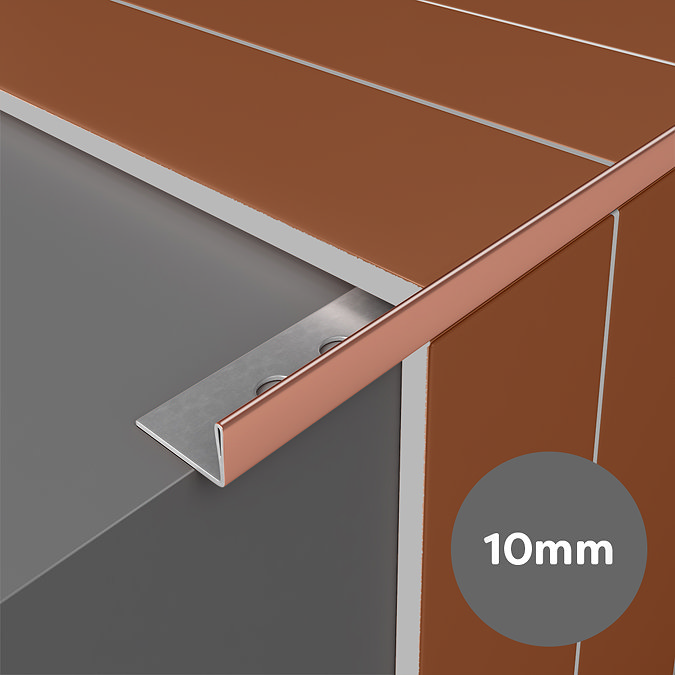 Shiny Rose Gold 12.5mm L-Shape Metal Tile Trim