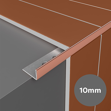 Shiny Rose Gold 10mm L-Shape Metal Tile Trim